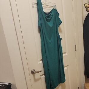 PrettyLittleThing Teal One-Shoulder Dress